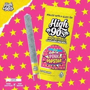 High 90's - HIGH 90'S: Pink Popstar 1.5g High Roller Preroll w/ Glass Tip (S)