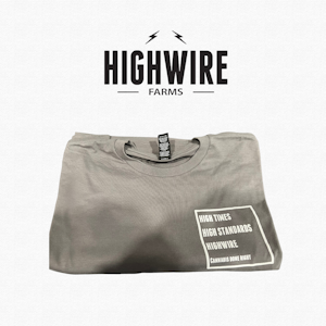 HIGH LIFE FARMS - HIGH TIMES/HIGH STANDARDS Highwire T-Shirt Small - Grey