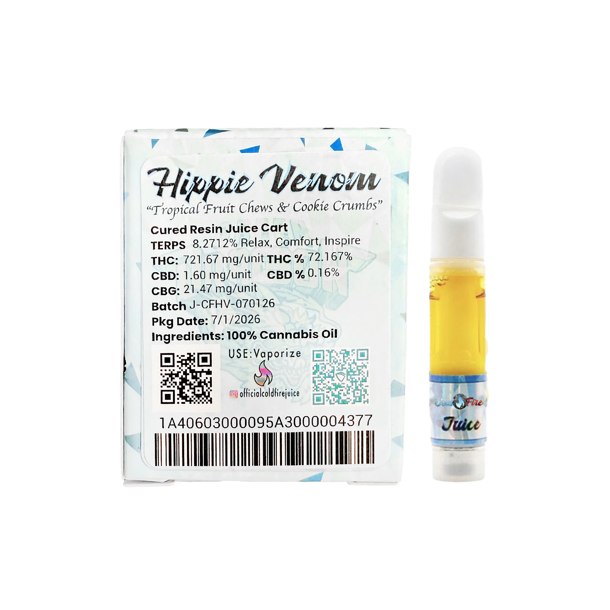 COLD FIRE - ColdFire x Green Dragon Hippie Venom Cured Resin Juice Cartridge 1.0g Main Image