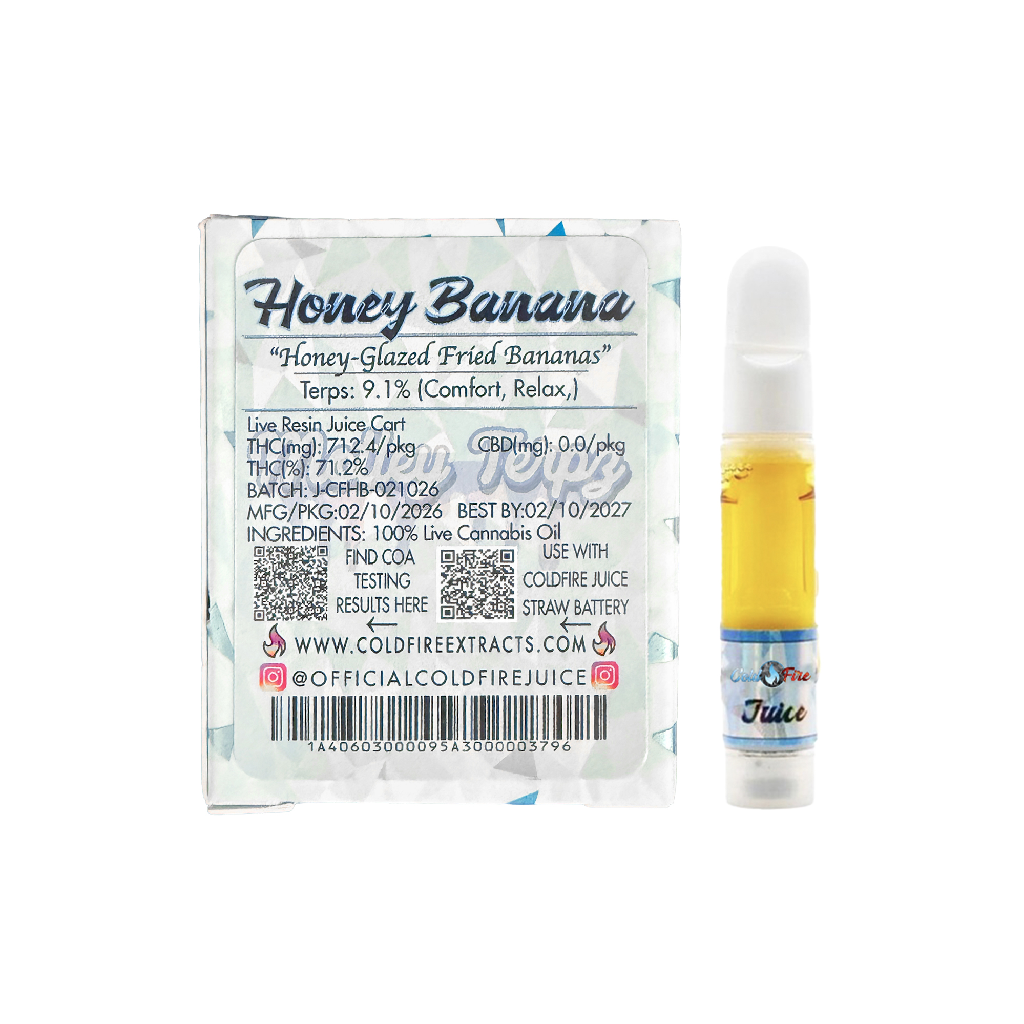 ColdFire x Motley Terpz Honey Banana Live Resin Juice Vape Cartridge 1.0g
