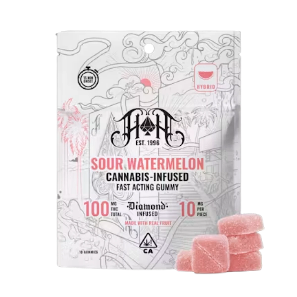 Heavy Hitters - Sour Watermelon (H) | Fast Acting Diamond Infused 100mg Gummies | Heavy Hitters Main Image