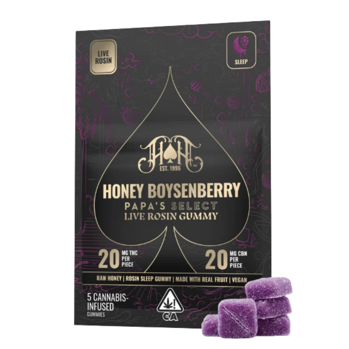 Heavy Hitters - Honey Boysenberry (I) | Lights Out 1:1 THC/CBN 100mg Gummies Sugar Free | Heavy Hitters Main Image