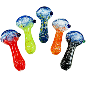 LA Wholesale Kings - 3" Spoon Hand Pipe Color Frit Glass and Spiral Art