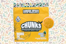 100mg THC Sour Pineapple Gummies (10mg - 10 pack) - Humble Root "CHUNKS"