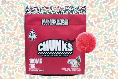 Humble Root - 100mg THC Sour Watermelon Gummies (10mg - 10 pack) - Humble Root "CHUNKS"