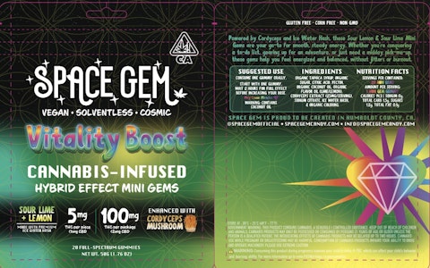 Space Gem - Space Gem - 20ct. 100mg THC Vitality Boost - Sour Lime + Lemon (Hybrid)