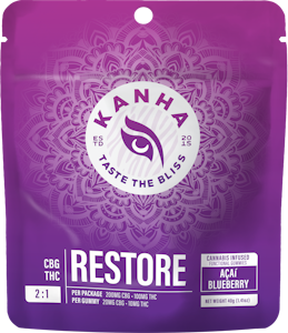 KANHA - KANHA | 10pk FX Gummies | Restore 2:1 Acai Blueberry CBG:THC | 100mg