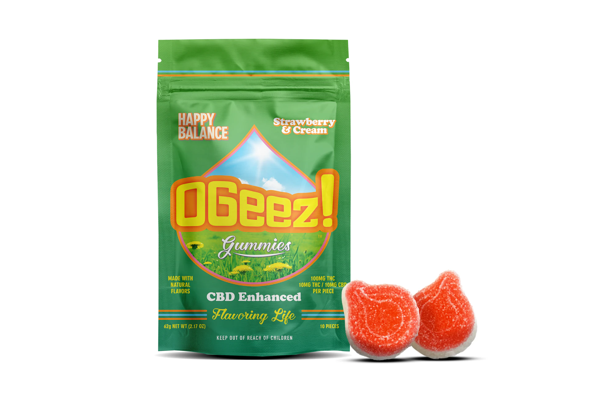 Ogeez! - Happy Balance Strawberries and Cream THC/CBD Ratio 1:1 -100mg Main Image