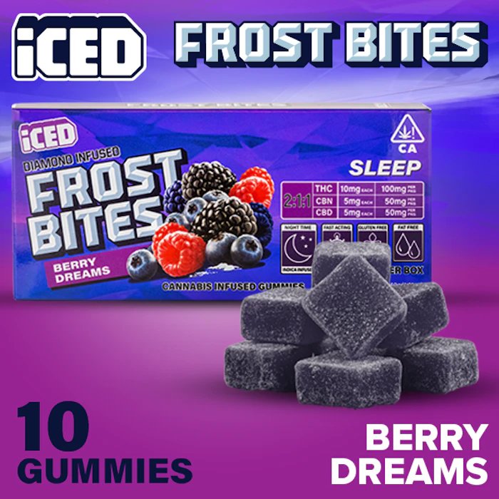 ICED - ICED - Gummies - Frostbites - 10mg THC 5mg CBN 5mg CBD 10pk - Sleep - Berry Dreams Main Image