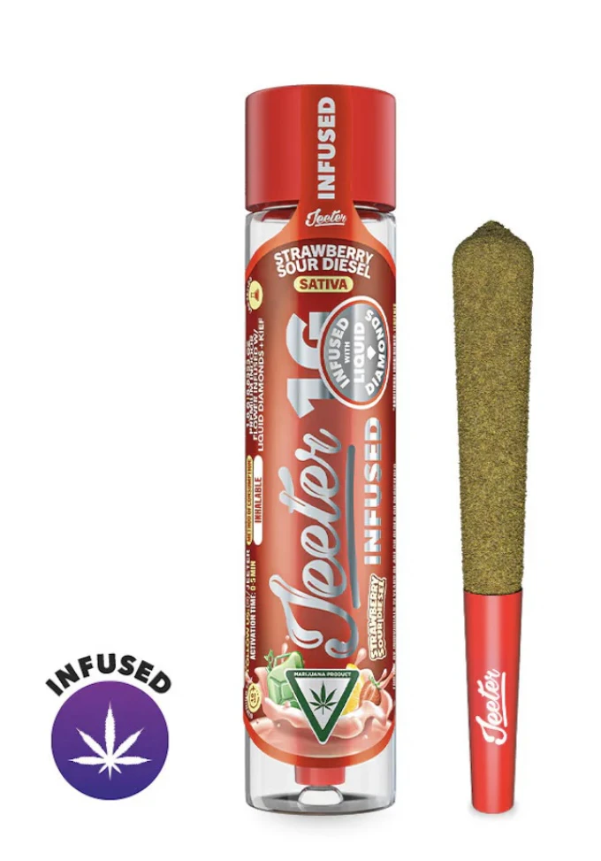 Jeeter - Jeeter-Strawberry Sour Diesl-infuse liquid diamonds-Infuse Pre Roll-Sativa-Kief-36.83%-1G Main Image