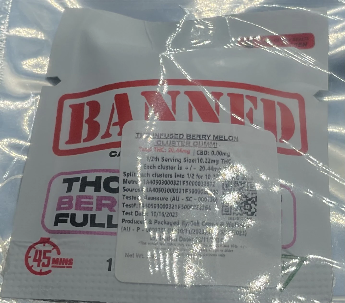 OAK CANNA & WELLNESS - Banned - Single Gummy - Berry Melon 20mg Main Image
