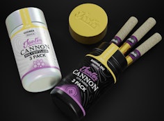  Jeeter-Solventless Baby Cannon-3 pack-Grand Daddy Purp-Live Resin-Infuse Pre Roll-Indica-Ceramic Tip-46.89%-1.5G