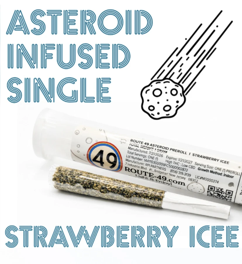 Route 49 - Route 49 - Asteroids PreRoll - STRAWBERRY ICEE - Infused Single 31.09% THC Main Image