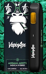 VAPIN APE -  VapinApe- All in One- Animal Mints- Indica- Distillate- Rechargeable-1g- 77.69%THC