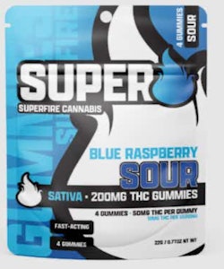 SUPERFIRE - SuperFire-Gummies- Blue Raspberry Sour-Sativa-200mg THC