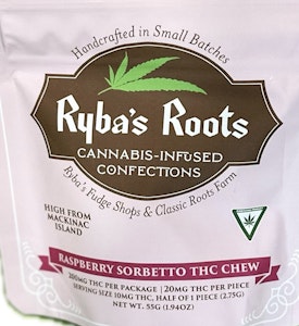 Ryba's Roots - 10pk Raspberry Sorbetto THC gummies