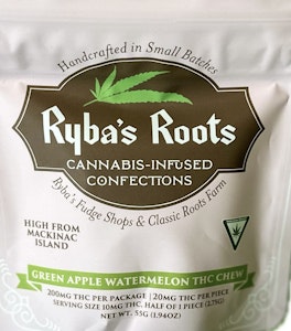 Ryba's Roots - 10pk Green apple watermelon THC gummies