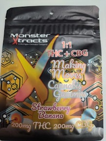 MonsterX | Strawberry Banana | 1:1 THC:CBG | 200mg | Gummies HR