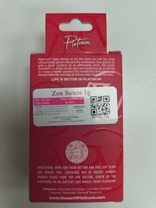 Platinum Vape - PV | Zen Souce | 1g Vape Cart