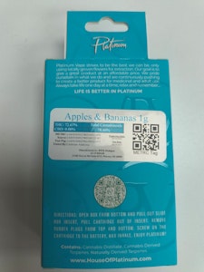 Platinum Vape - PV | Apples & Banana | 1g Vape Cart