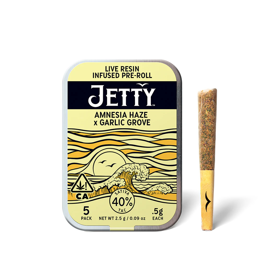 Jetty Extracts - Jetty - Preroll - Infused - Garlic Grove x Amnesia Haze Live Resin 5pk - 2.5g Main Image