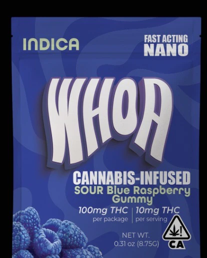 Whoa -  WHOA Edibles Gummy 100mg Indica Sour Blue Raspberry Main Image