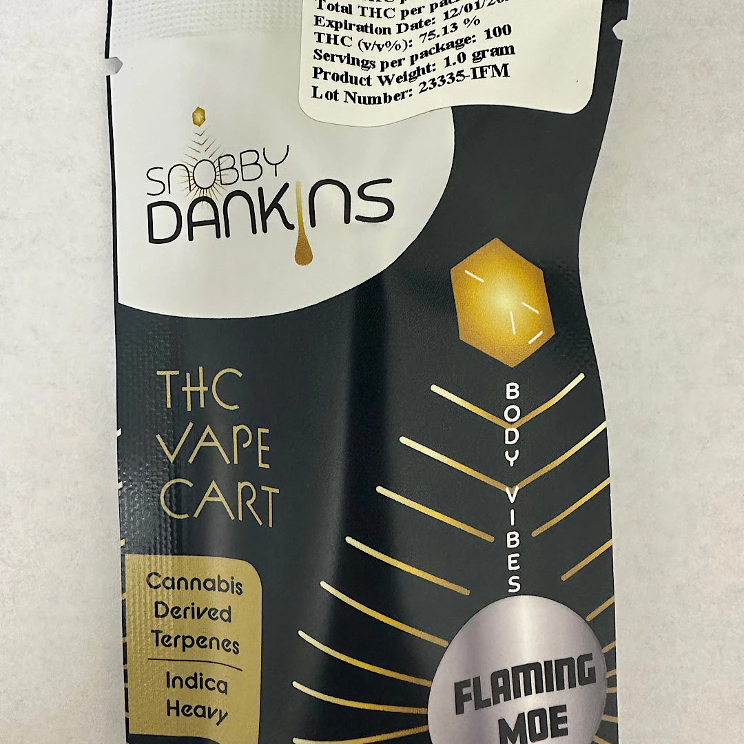 Snobby Dankins - Snobby Dankins - Flaming Moe - 75.13% THC - 1g Vape Cart Main Image