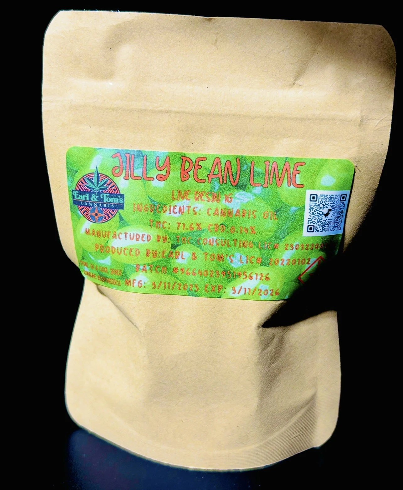 Earl & Tom's Cannabis - Earl and Tom's - Jilly Bean Lime Live Resin 1g Main Image