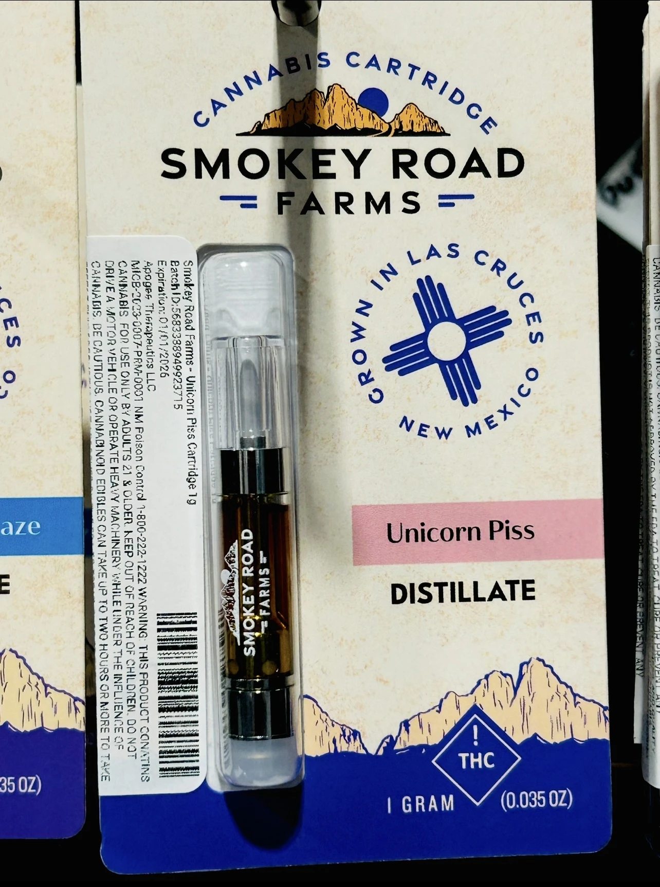 Smokey Road Farms - Smokey Road Farms - Unicorn Piss Cartridge 1g Main Image