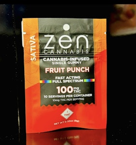 ZEN CANNABIS - ZEN- Single Gummy Sativa Fruit Punch 100mg