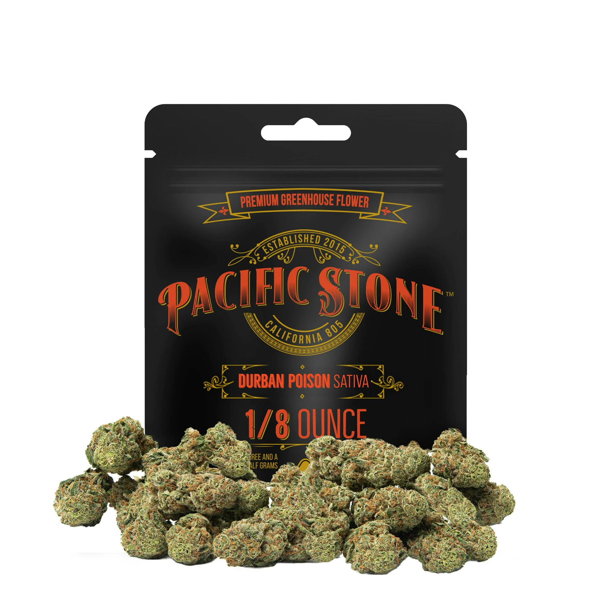 Pacific Stone - Pacific Stone - Flower - Durban Poison - Sativa - 3.5g Main Image