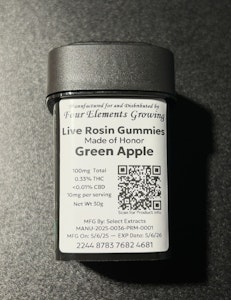 FOUR ELEMENTS - Four Elements x Couchlock- Green Apple (Made of Honor) Rosin Gummies 100mg