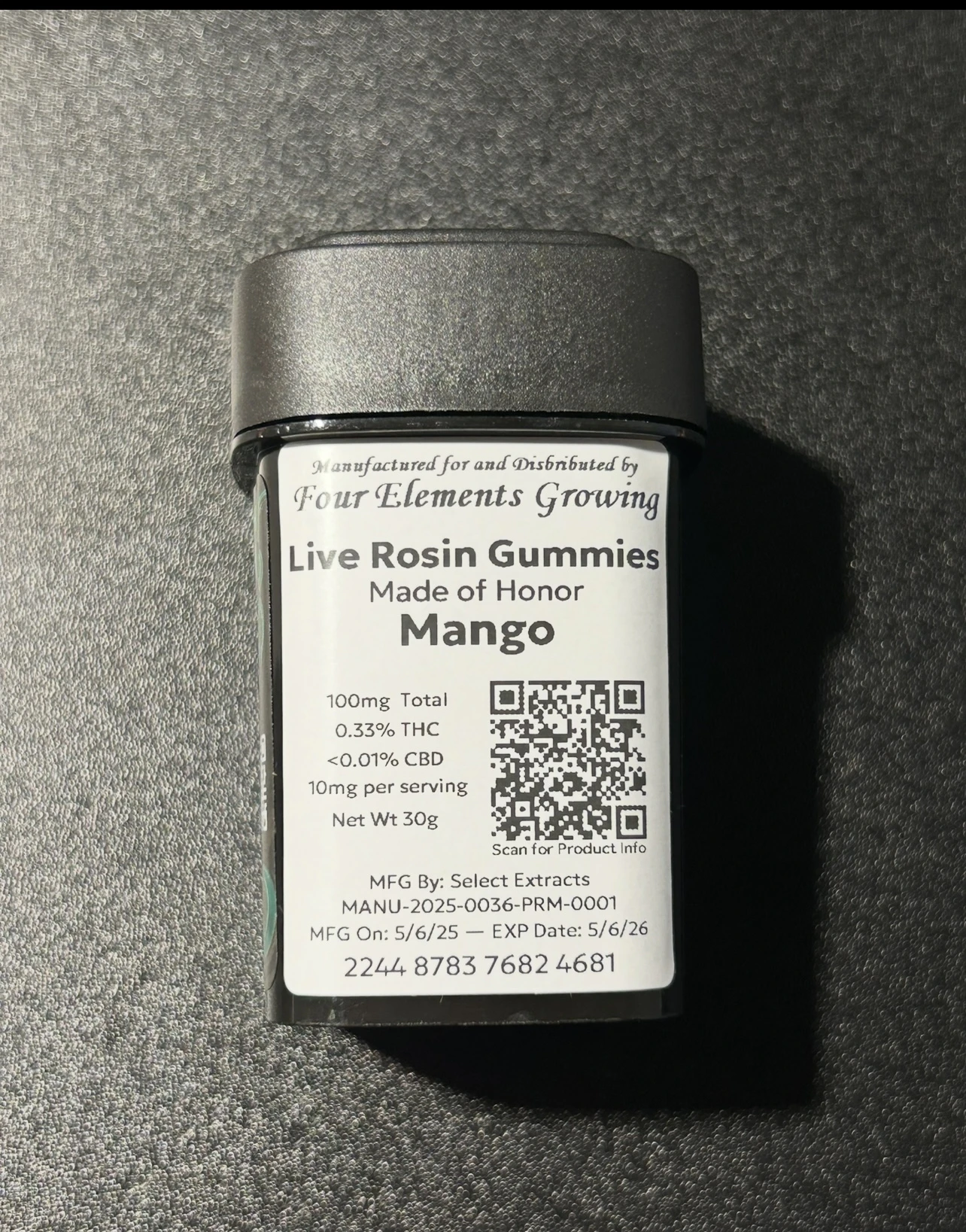 Four Elements - Four Elements x Couchlock- Mango Rosin Gummies 100mg Main Image