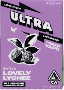 CLSICS - Ultra Live Rosin and Live Resin Cartridge 1g Sativa Lovely Lychee