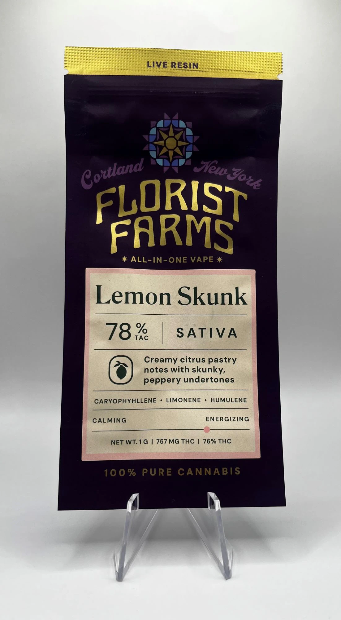 Florist Farms - Florist Farms - Lemon Skunk - Live Resin - 76% THC - 1.0g - AIO Vape Pen Main Image