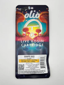 Olio - Olio - Grape Gas - Live Rosin - 69.05% THC - 0.5g - Vape Cartridge