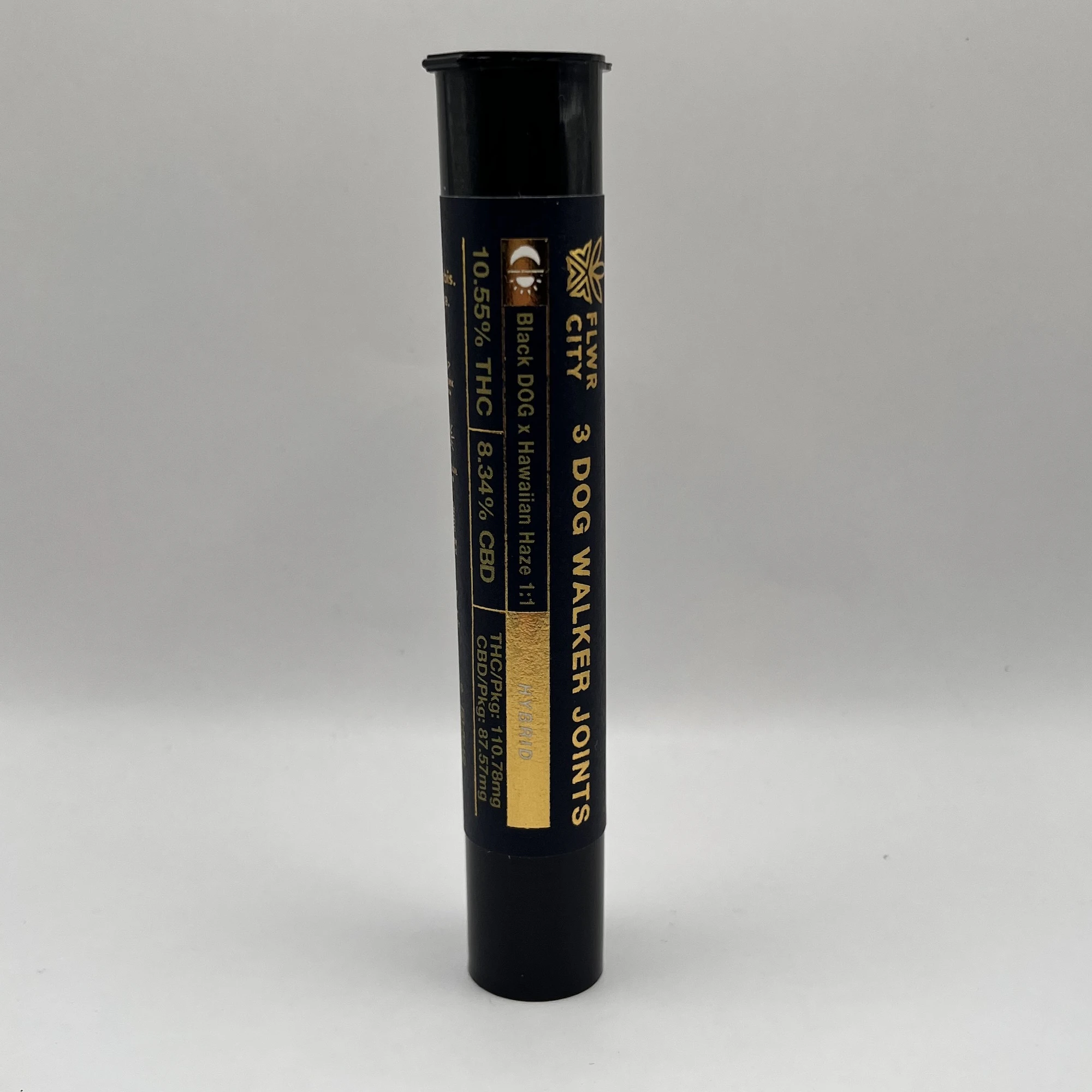 FLOWER CITY - Flwr City - Black Dog x Hawaiian Haze - 1:1 THC:CBD - 10.55% THC : 8.34% CBD - 0.35g x 3pk - Preroll Main Image