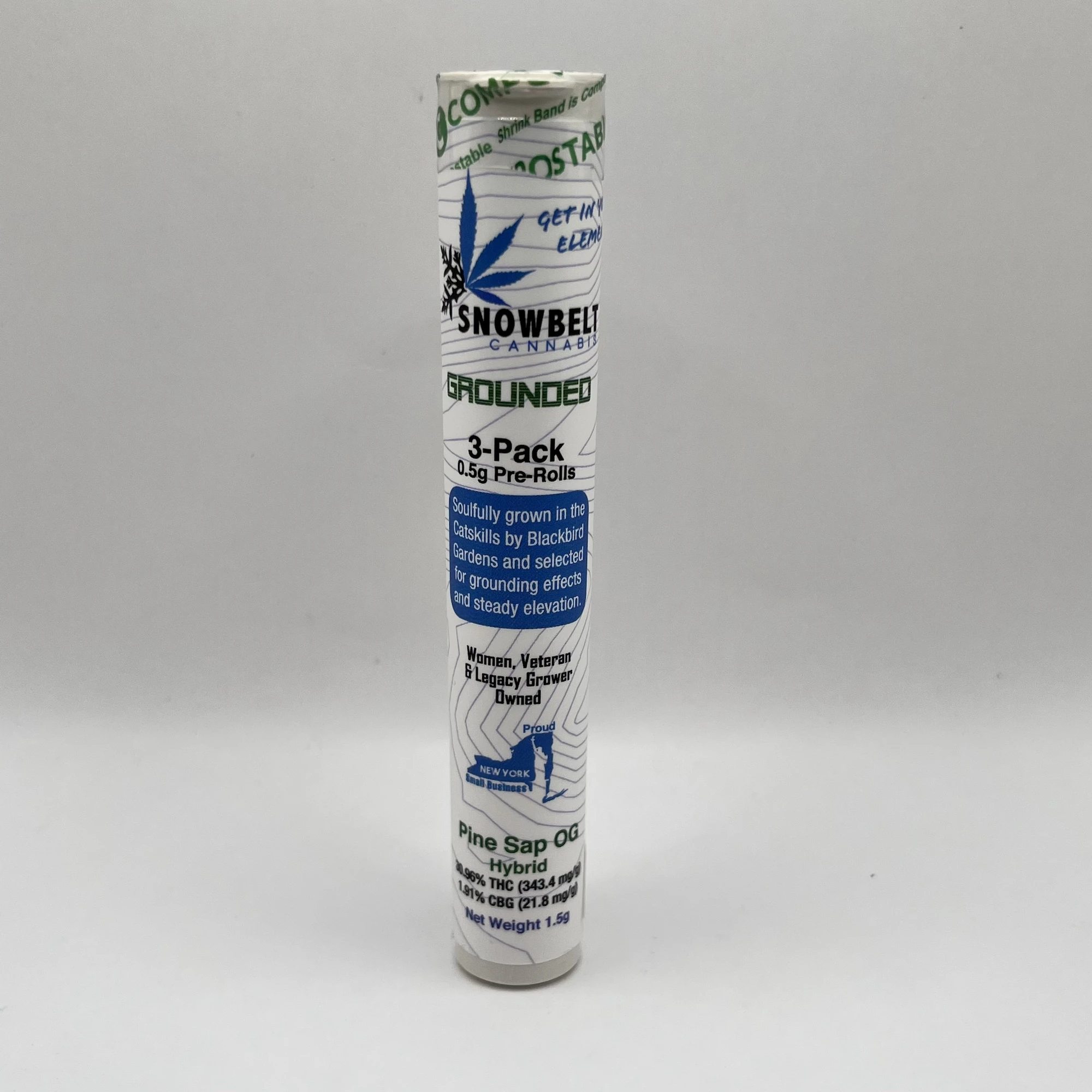 Snowbelt Cannabis - Snowbelt Cannabis - Pine Sap OG - 30.96% THC - 0.5g x 3pk - Preroll Main Image