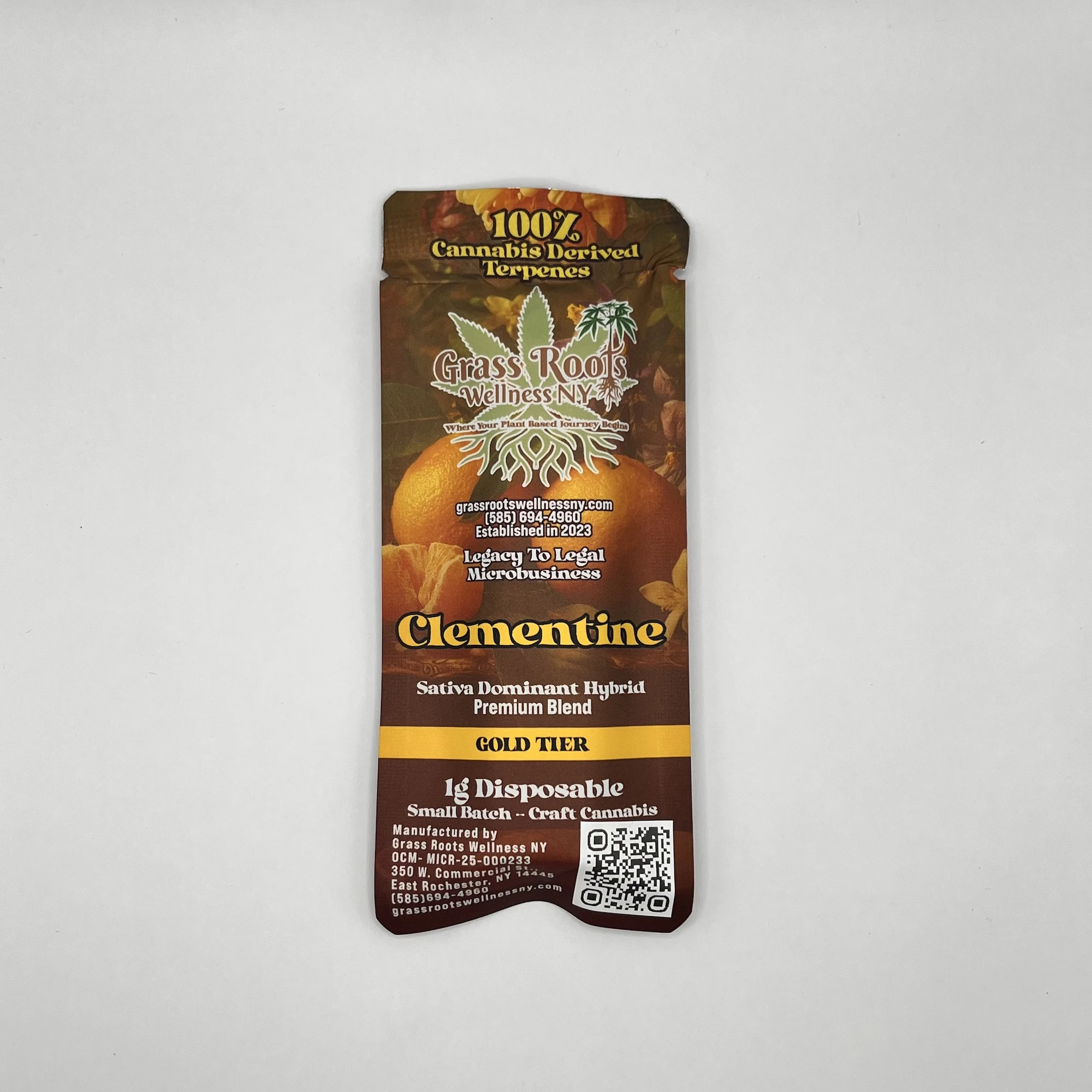 Grass Roots Wellness - Grass Roots Wellness - Clementine - Gold Tier - 77.40% THC - 1.0g - AIO Vape Pen Main Image