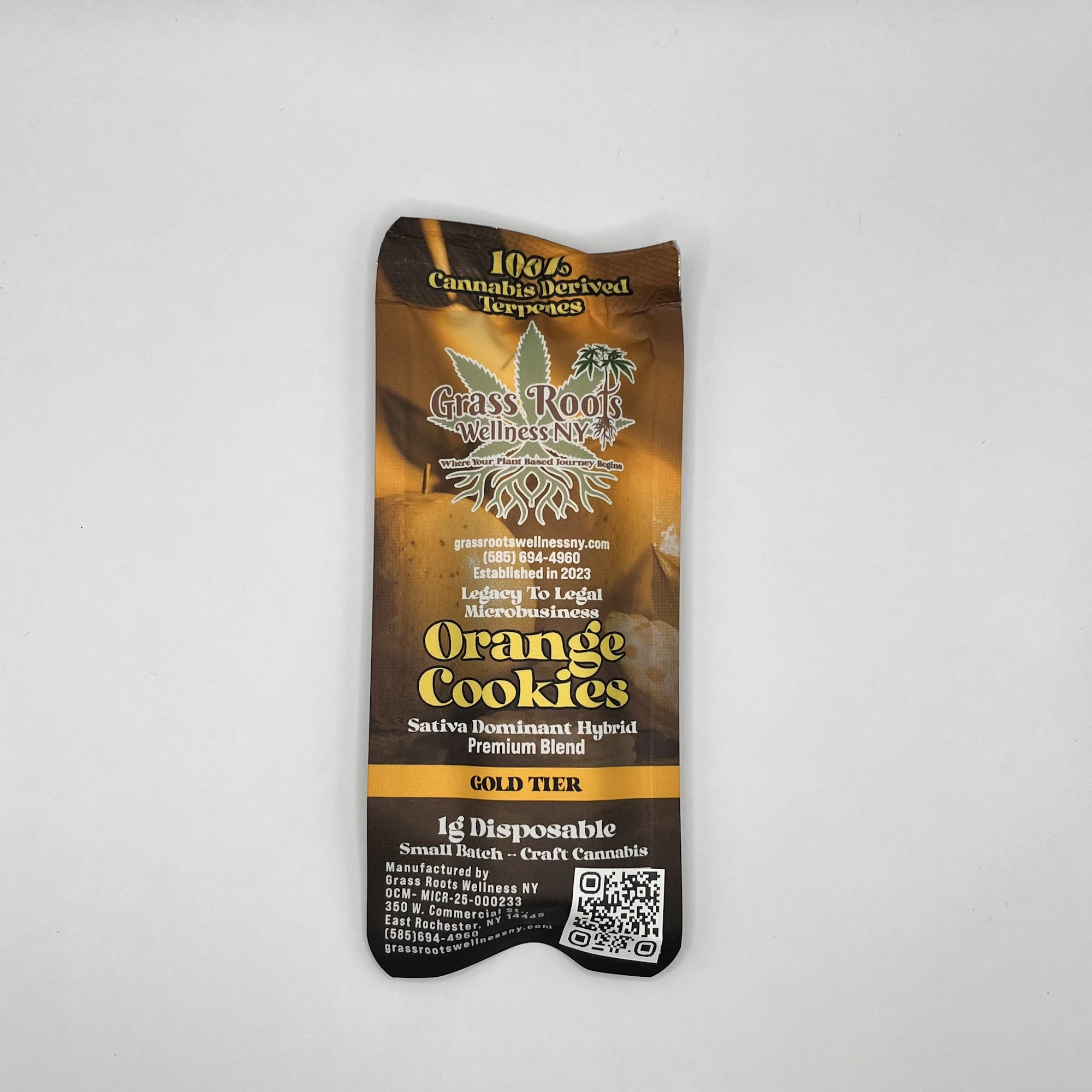 Grass Roots Wellness - Grass Roots Wellness - Orange Cookies - Gold Tier - 86.86% THC - 1.0g - AIO Vape Pen Main Image