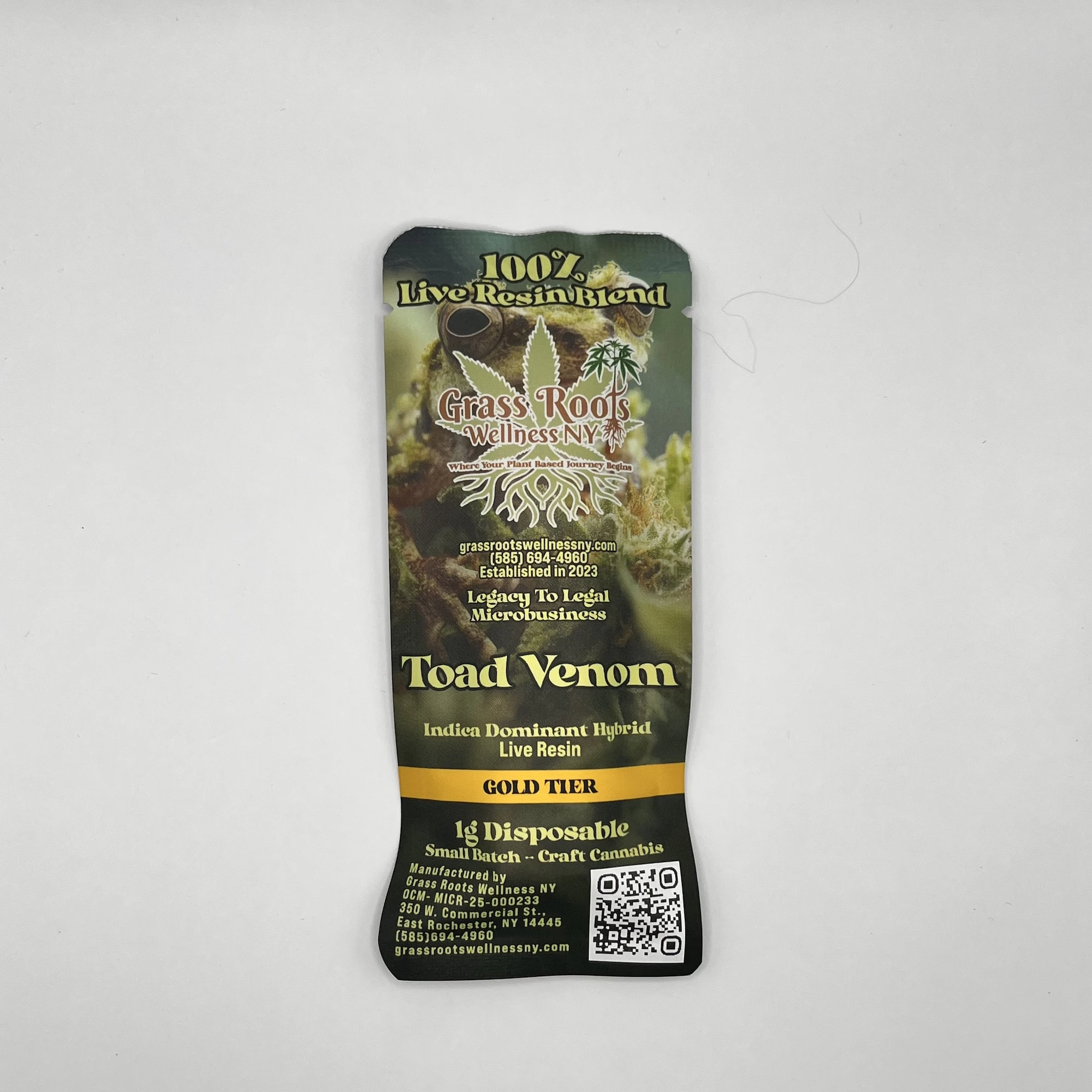 Grass Roots Wellness - Grass Roots Wellness - Toad Venom - Live Resin - 75.66% THC - 1.0g - AIO Vape Pen Main Image