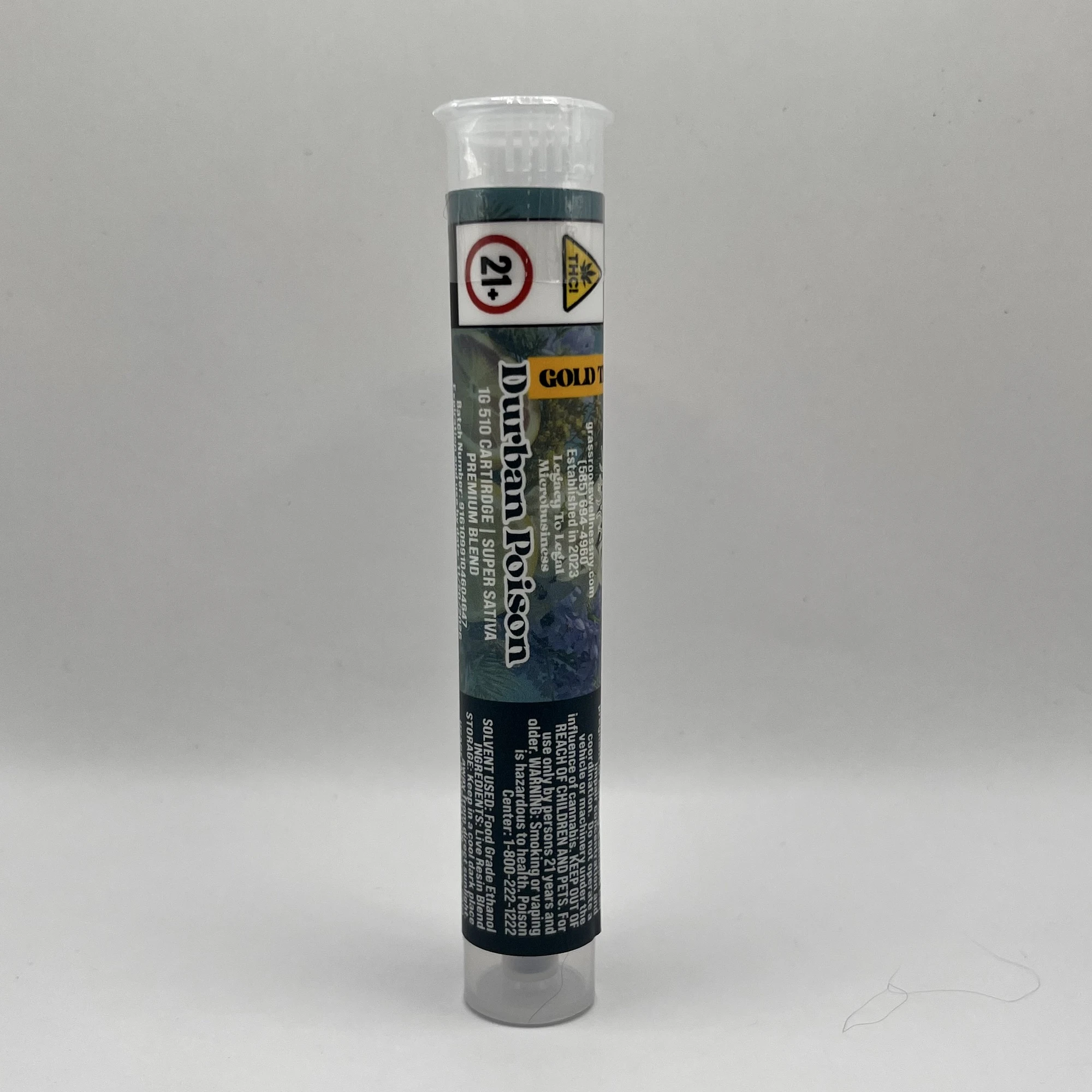 Grass Roots Wellness - Grass Roots Wellness - Durban Poison - 87.89% THC - 1.0g - Vape Cartridge  Main Image