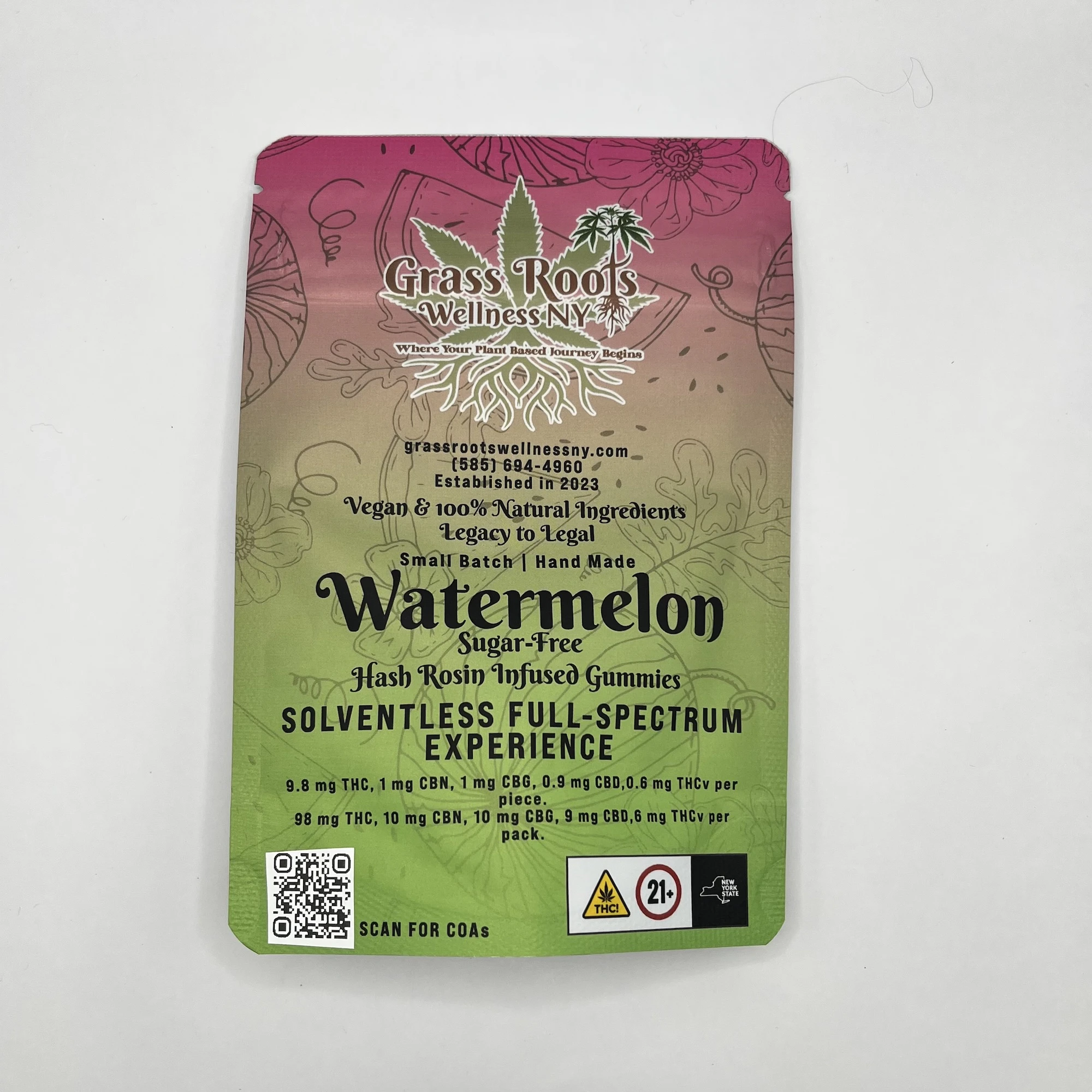 Grass Roots Wellness - Grass Roots Wellness - Watermelon - Hash Rosin - 10mg x 10pk - Edibles Main Image