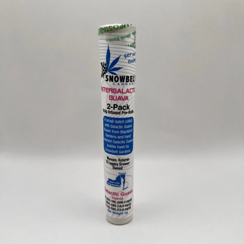 Snowbelt Cannabis - Snowbelt Cannabis - Intergalactic Guava - Bubble Hash Infused - 29.16% THC - 0.5g x 2pk - Preroll Main Image