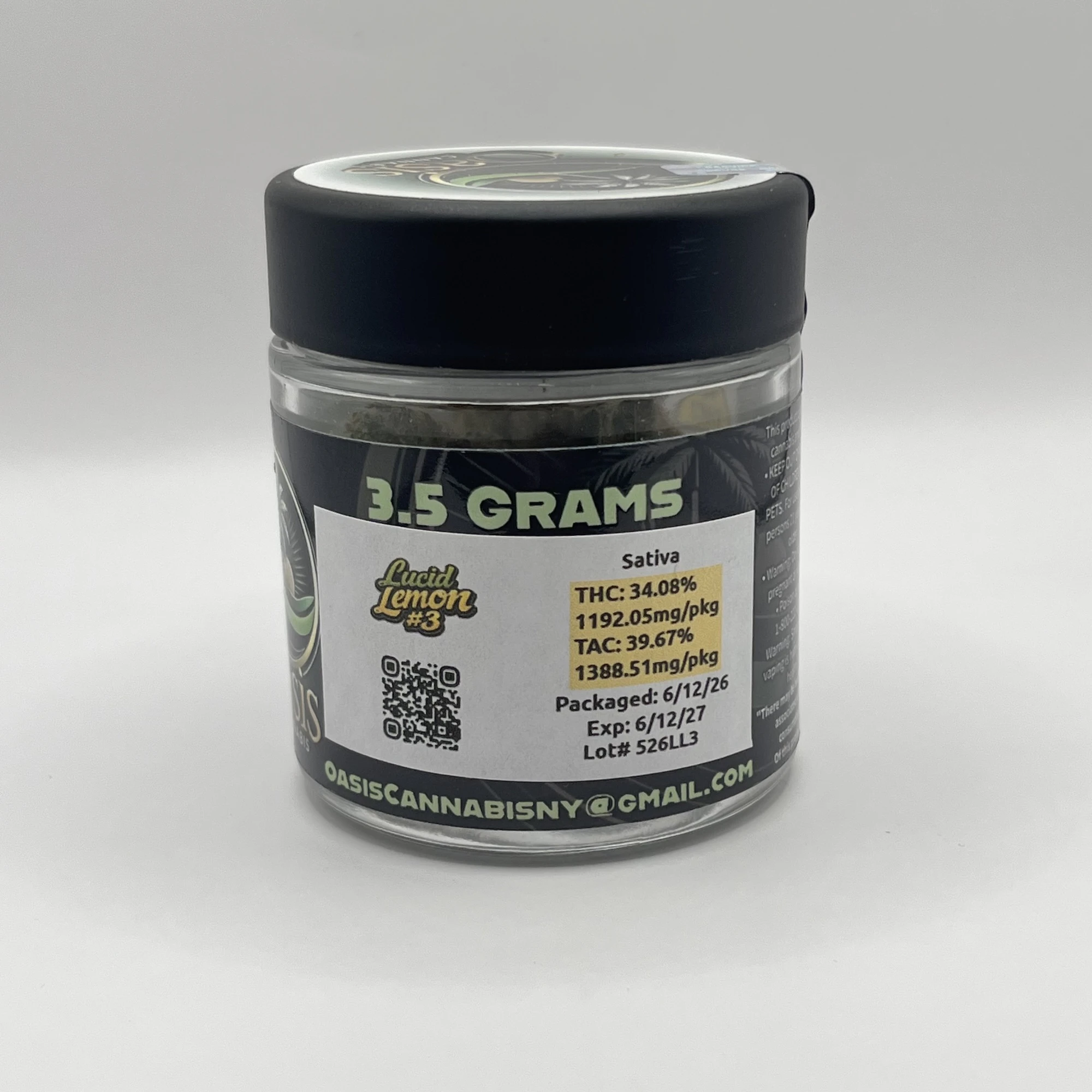 OASIS Cannabis Co - Oasis - Lucid Lemon #3 - 34.08% THC - 3.5g - Dry Flower Main Image
