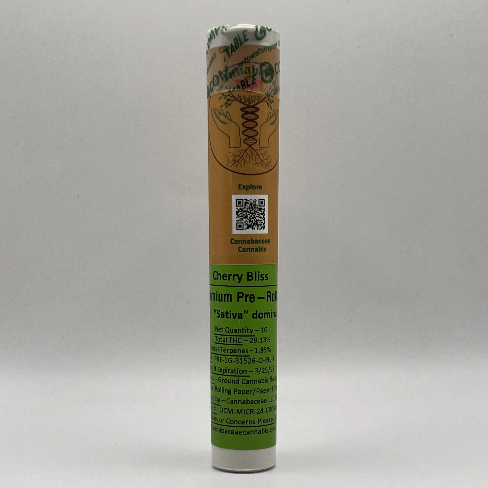 Cannabaceae - Cannabaceae - Cherry Bliss - 29.13% THC - 1.0g - Preroll Main Image