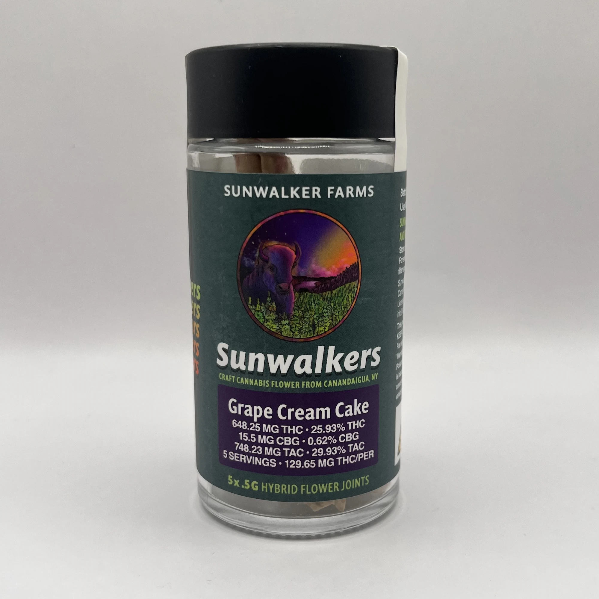 Sunwalker Farms - Sunwalker Farms - Grape Cream Cake - 25.93% THC - 0.5g x 5pk - Prerolls Main Image