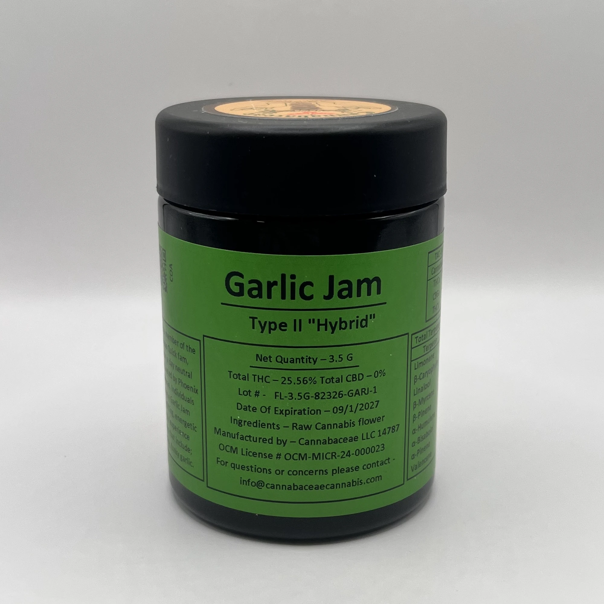 Cannabaceae - Cannabaceae - Garlic Jam - 25.56% THC - 3.5g - Dry Flower Main Image