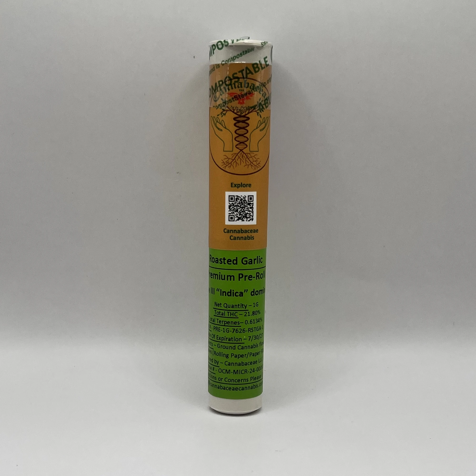 Cannabaceae - Cannabaceae - Roasted Garlic - 21.80% THC - 1.0g - Preroll Main Image