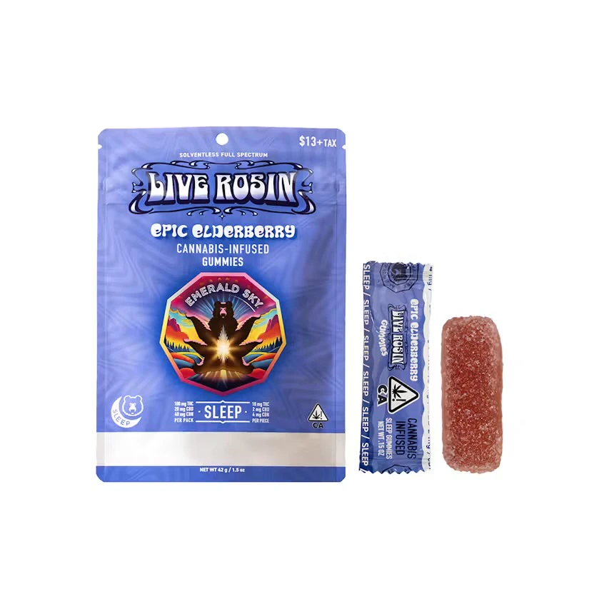 Emerald Sky - Emerald Sky - Edible - Live Rosin Gummies - Sleep Epic Elderberry THC:CBD:CBN - 100mg Main Image
